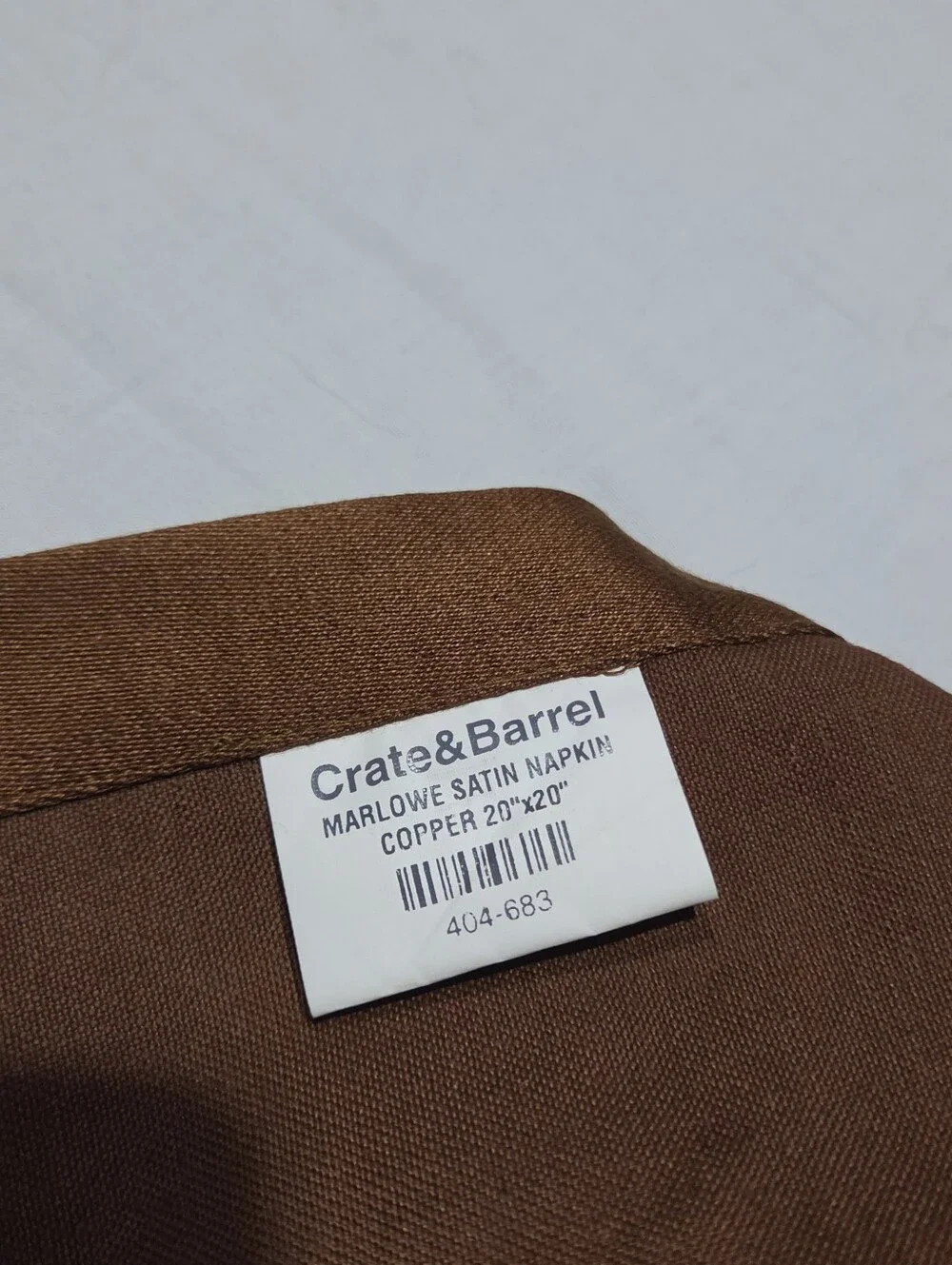 Crate & Barrel Marlowe Brown Satin Cloth Napkins Set of 4